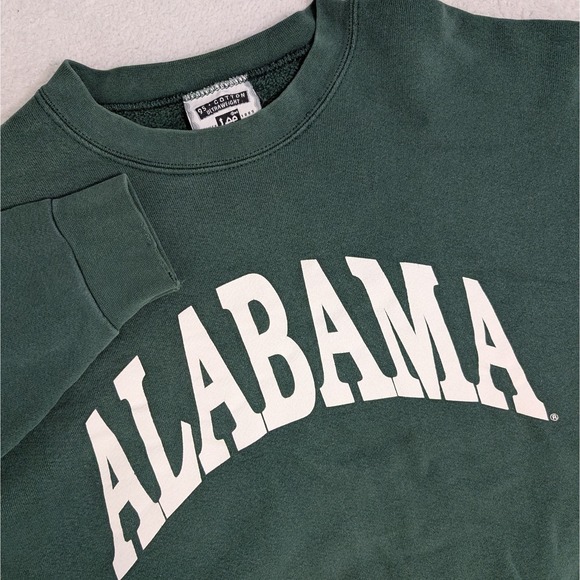 Lee Vintage 1990s Made in USA Alabama USA College Crewneck Cotton Blend Green XL - Picture 1 of 9